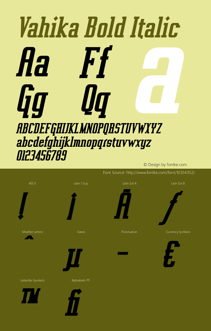 Vahika Bold Italic OTF 3.000;PS 001.001;Core 1.0.29图片样张