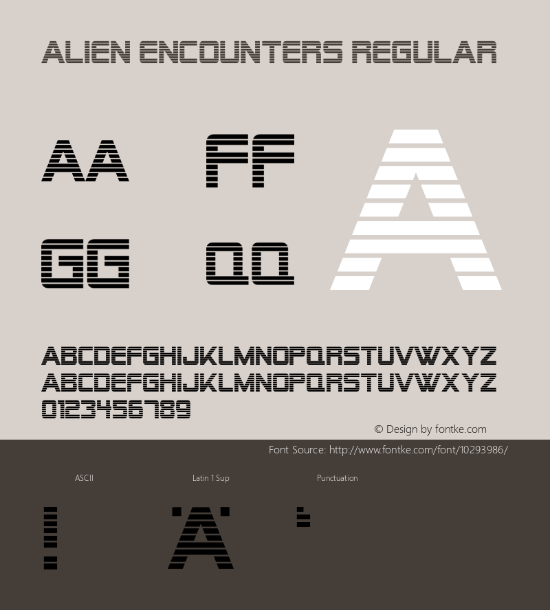 Alien Encounters Regular Macromedia Fontographer 4.1 3/28/99图片样张