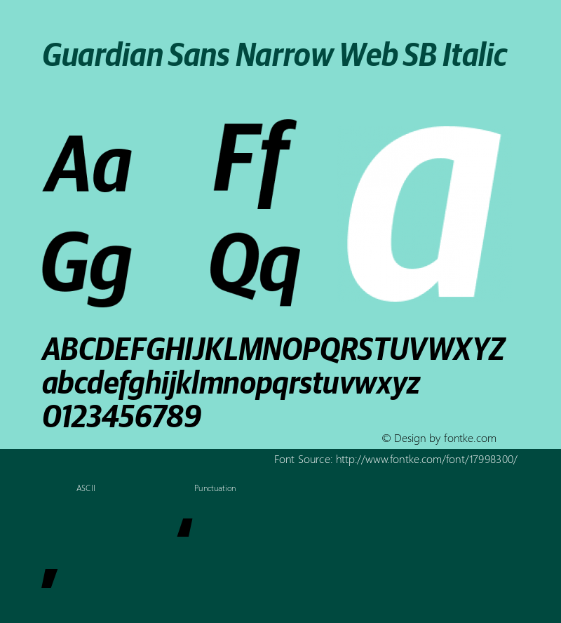 Guardian Sans Narrow Web SB Italic Version 1.1 2012图片样张