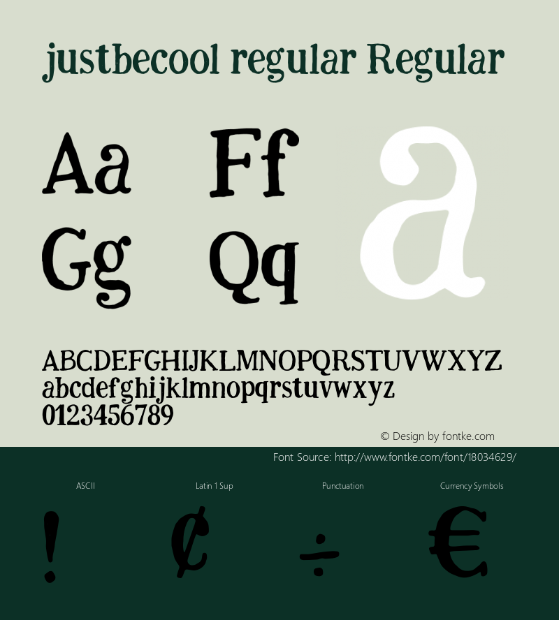 justbecool regular Regular Version 1.00 August 19, 2014, initial release图片样张