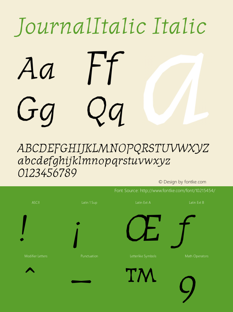 JournalItalic Italic Version 1.00图片样张