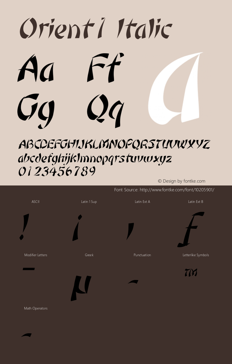 Orient1 Italic Macromedia Fontographer 4.1 9/20/96图片样张