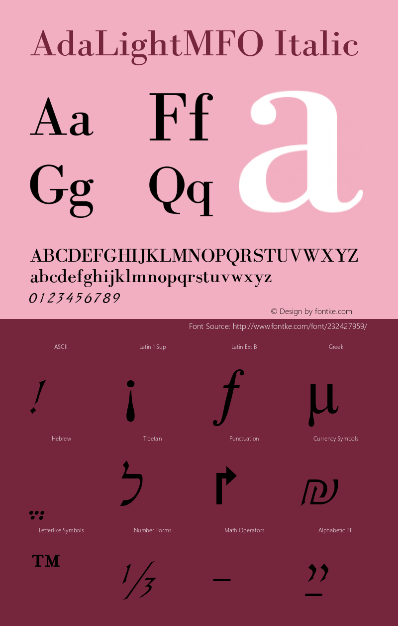 AdaLightMFO Italic 1/25/04图片样张