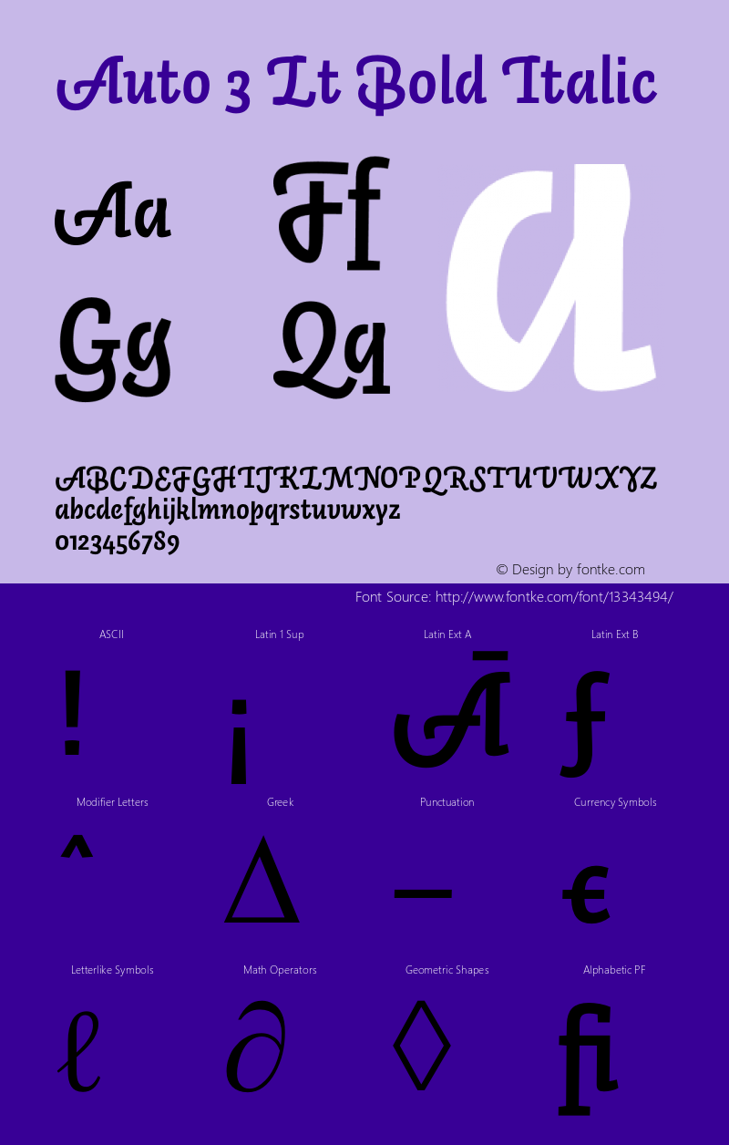 Auto 3 Lt Bold Italic Version 1.111;PS 001.001;hotconv 1.0.38图片样张