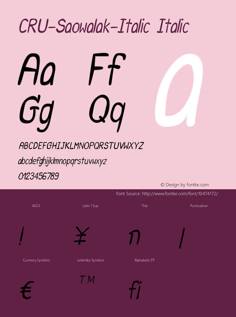 CRU-Saowalak-Italic Italic Version 1.000 February 19, 2013图片样张