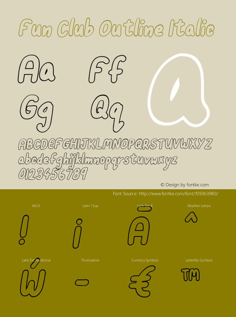 Fun Club Outline Italic 1.000图片样张