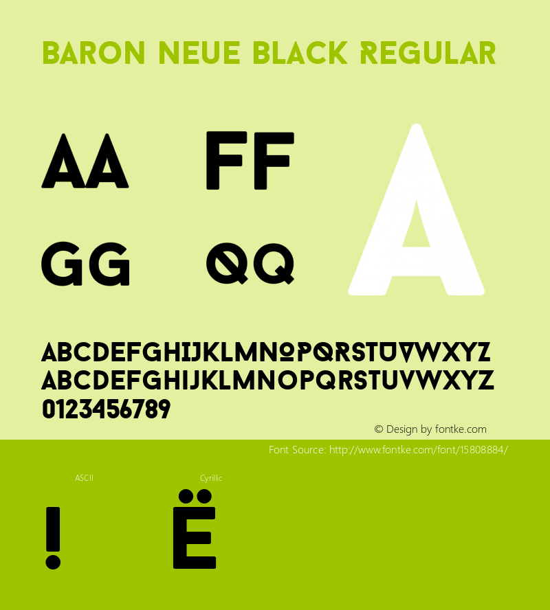 Baron Neue Black Regular Version 1.000; ttfautohint (v1.4.1)图片样张