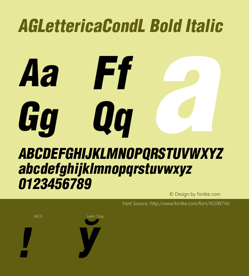 AGLettericaCondL Bold Italic 001.000图片样张