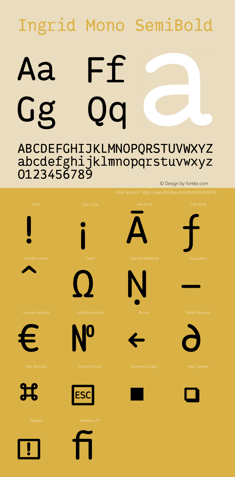 Ingrid Mono SemiBold Version 1.000图片样张