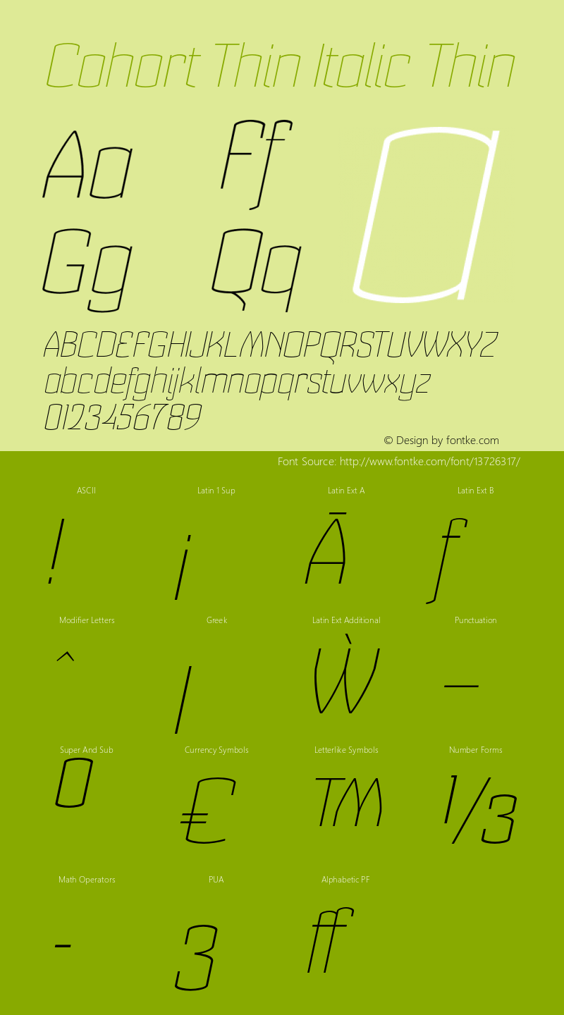 Cohort Thin Italic Thin Version 3.000图片样张