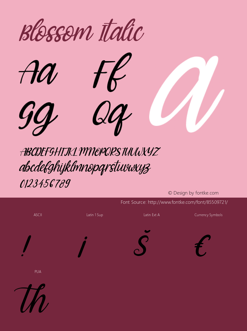 Blossom Italic Version 1.00;September 6, 2020;FontCreator 12.0.0.2563 64-bit图片样张