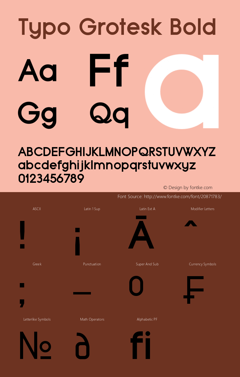 Typo Grotesk Bold Version 1.00 February 12, 2015, initial release图片样张