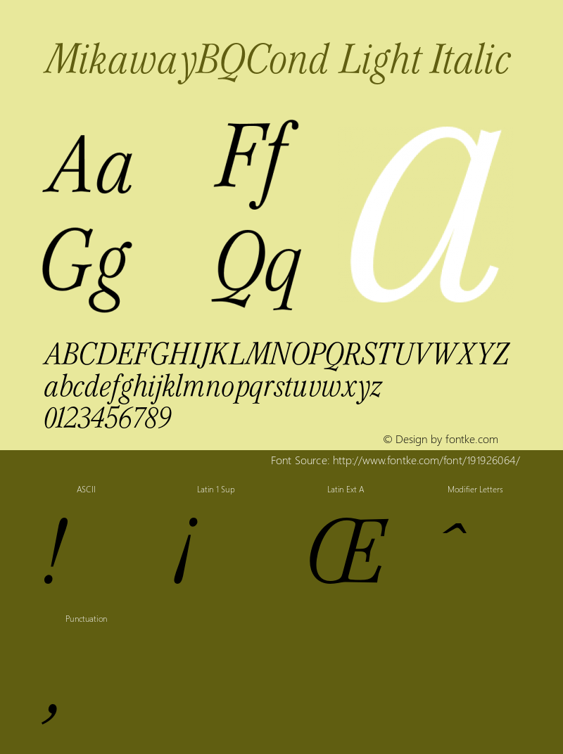 MikawayBQCond-LightItalic 001.001图片样张