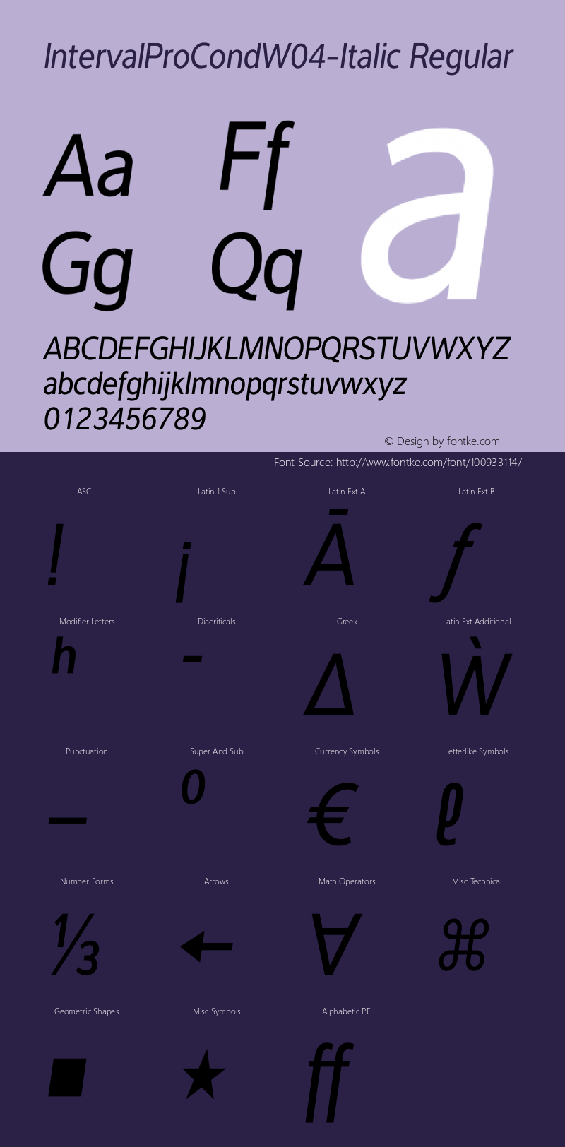 Interval Pro Cond W04 Italic Version 2.20图片样张