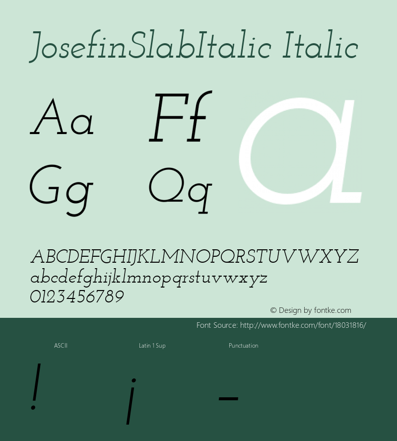 JosefinSlabItalic Italic Version 1.0图片样张