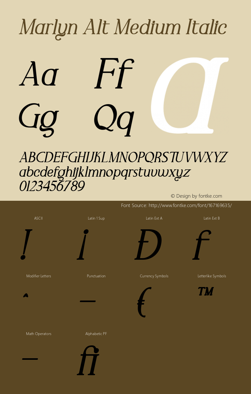 Marlyn Alt Medium Italic 1.000图片样张