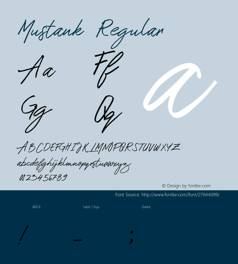 Mustank Version 1.00;November 20, 2018;FontCreator 11.5.0.2422 32-bit图片样张