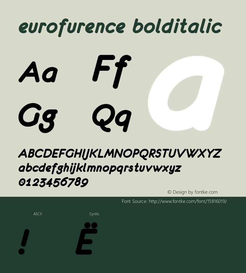 eurofurence bolditalic 4.0 2000-03-28; ttfautohint (v1.4.1)图片样张