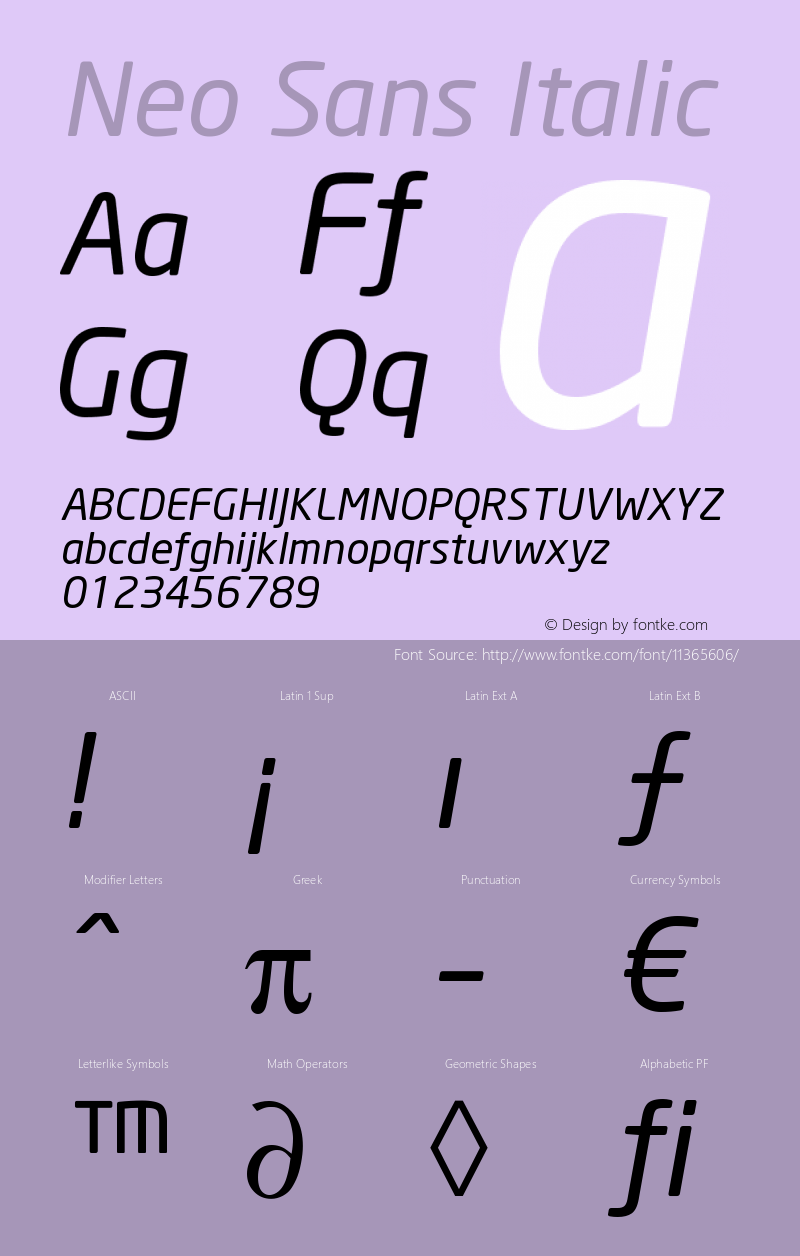 Neo Sans Italic Version 001.000图片样张