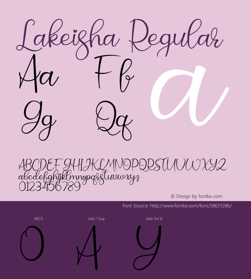 Lakeisha Version 1.005;Fontself Maker 3.5.1图片样张