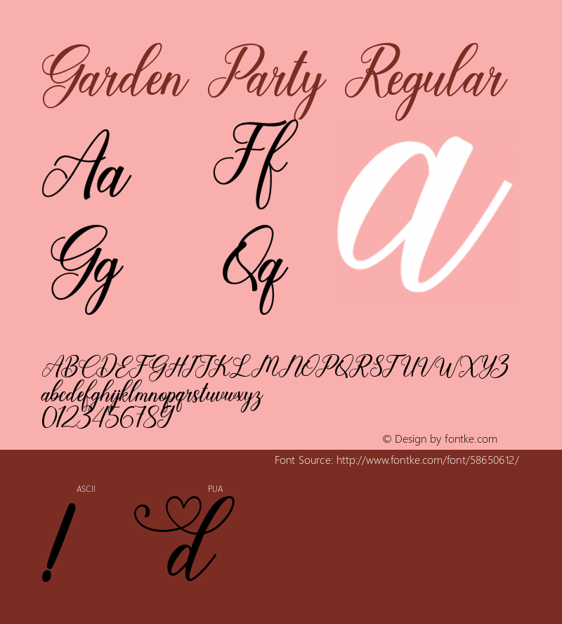 Garden Party Version 1.00;March 14, 2020;FontCreator 12.0.0.2565 64-bit图片样张