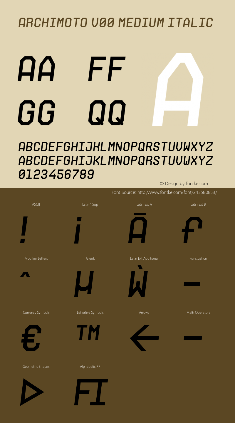 Archimoto V00 Medium Italic Version 1.000 | FøM Fix图片样张