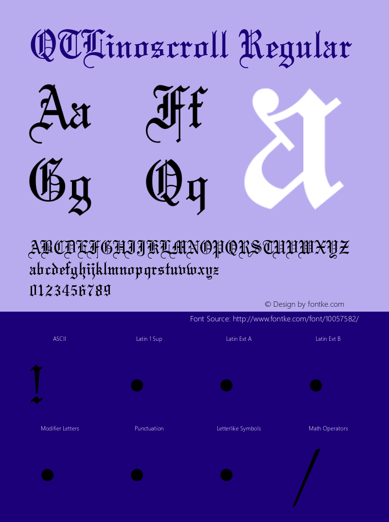 QTLinoscroll Regular QualiType TrueType font  10/6/92图片样张