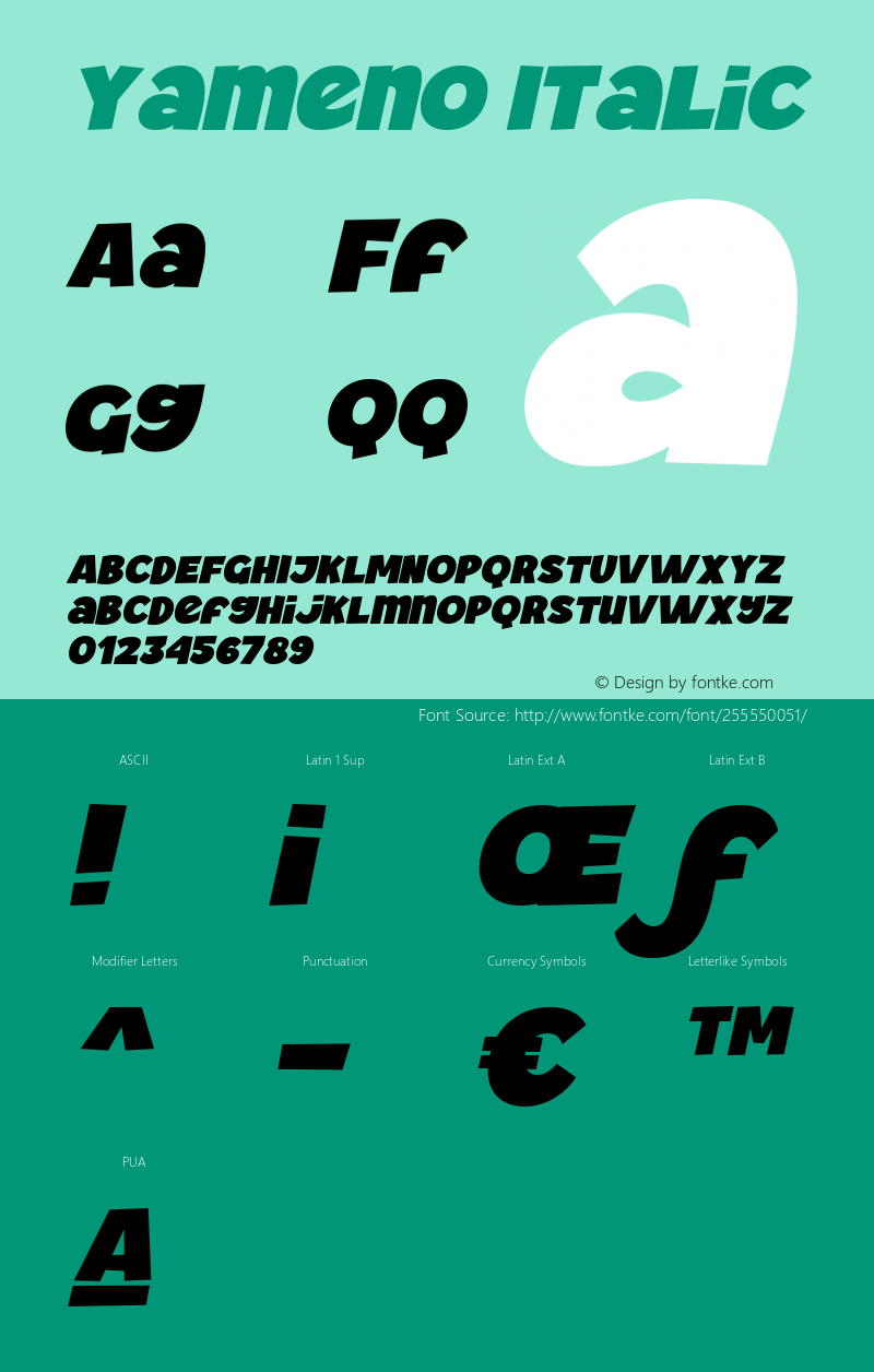 Yameno Italic Version 1.000图片样张