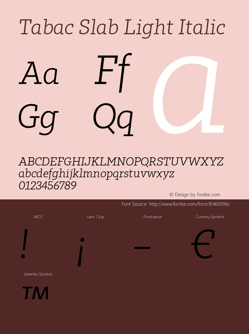 Tabac Slab Light Italic Version 2.000图片样张