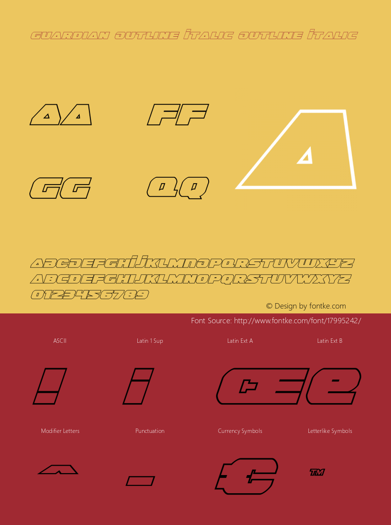 Guardian Outline Italic Outline Italic Version 2.0; 2015图片样张