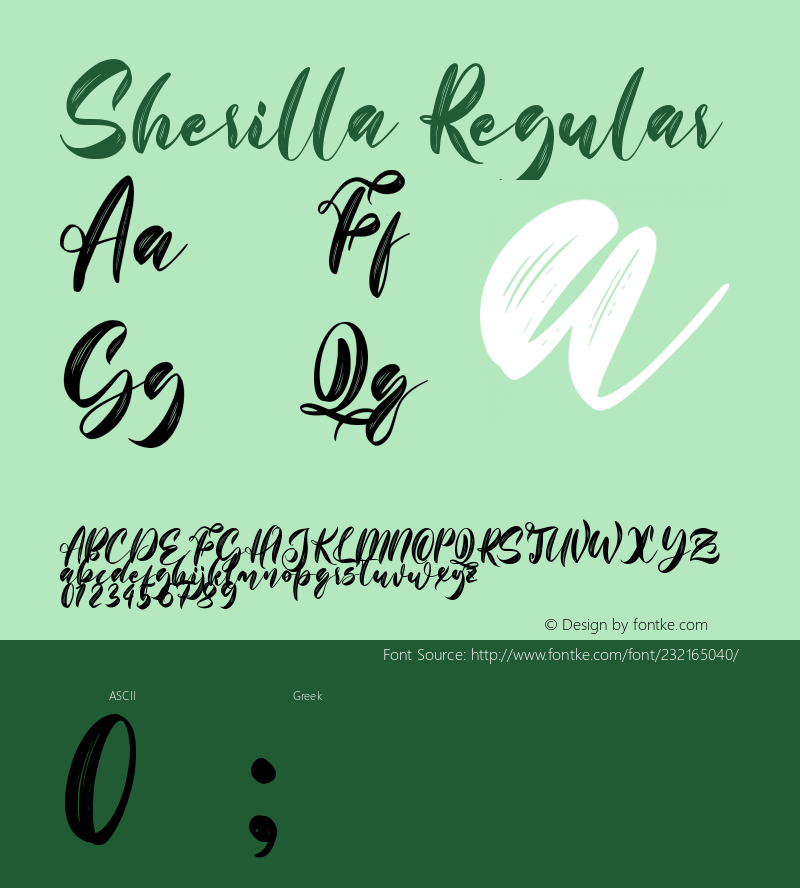 Sherilla - Personal Use Version 1.00;July 7, 2021;FontCreator 11.5.0.2430 64-bit图片样张