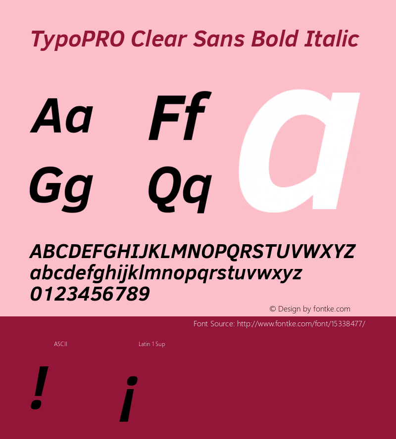 TypoPRO Clear Sans Bold Italic Version 1.00图片样张