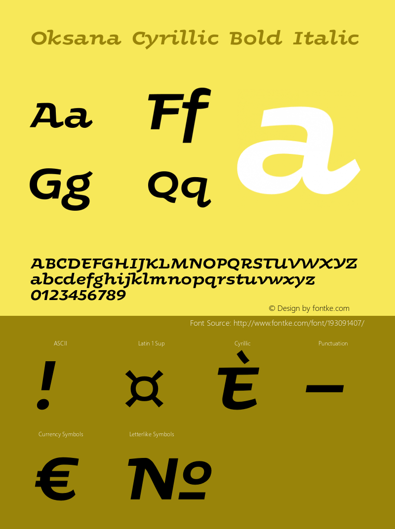 Oksana Cyrillic Bold Italic Version 2.001图片样张