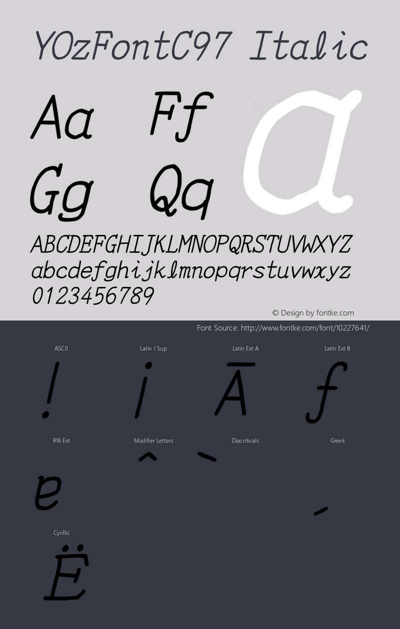 YOzFontC97 Italic Version 12.12图片样张