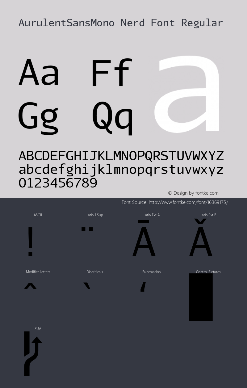 AurulentSansMono Nerd Font Regular Version 2007.05.04图片样张