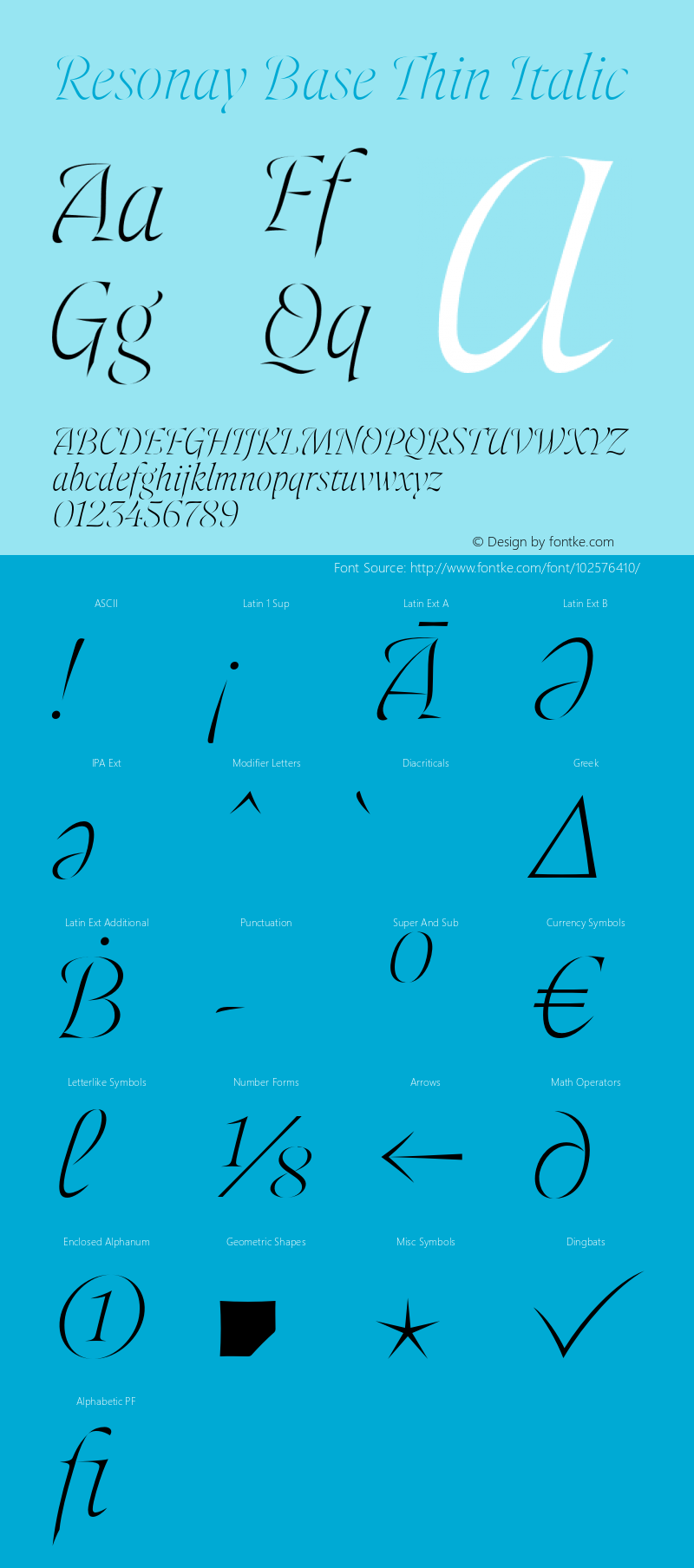 Resonay Base Thin Italic Version 1.000;hotconv 1.0.109;makeotfexe 2.5.65596图片样张