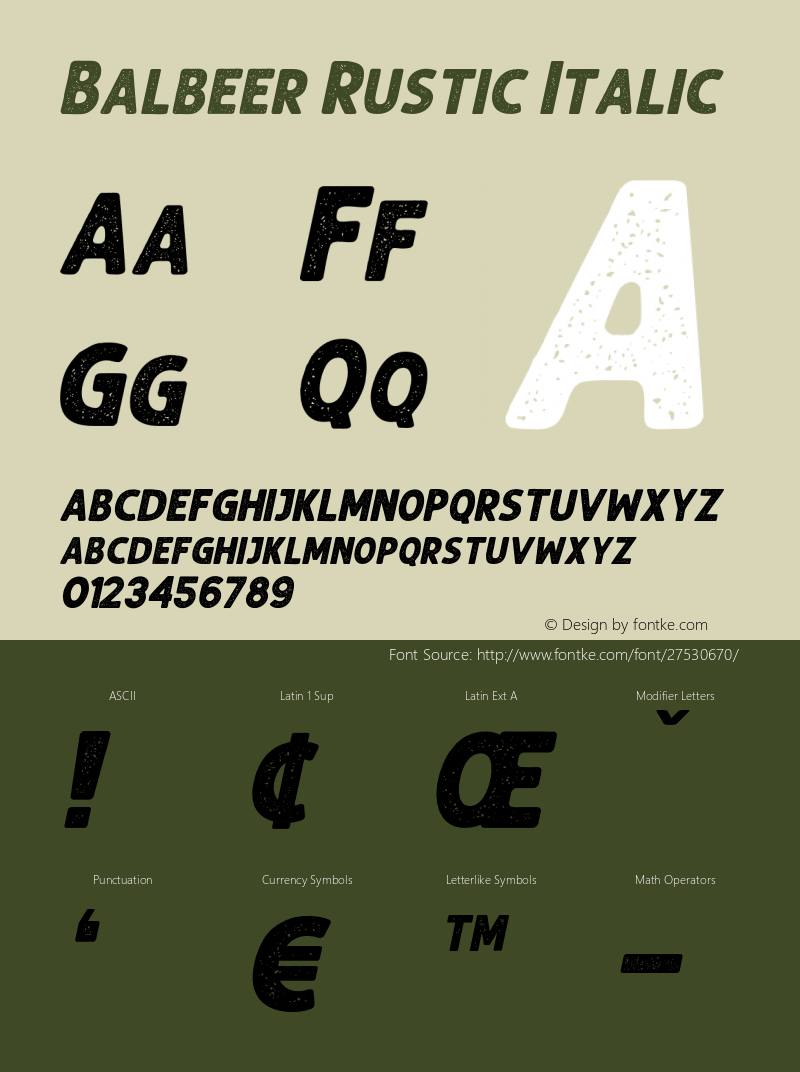 Balbeer Rustic Italic Version 1.000;PS 001.000;hotconv 1.0.88;makeotf.lib2.5.64775图片样张