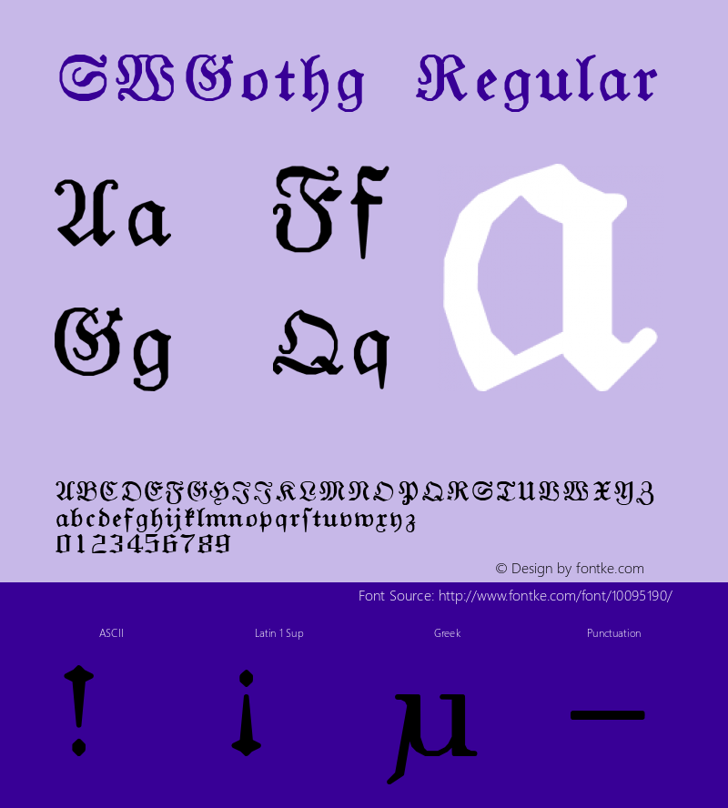 SWGothg Regular Macromedia Fontographer 4.1 09/12/01图片样张