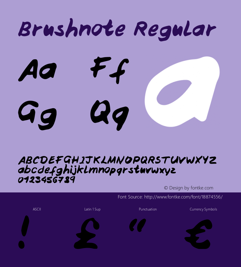 Brushnote Regular Version 1.003;Fontself Maker 1.1.0图片样张