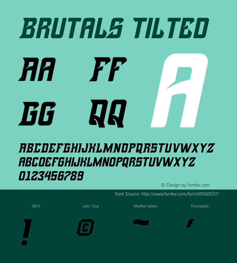 Brutals Tilted Version 1.00;May 31, 2020;FontCreator 12.0.0.2563 64-bit图片样张