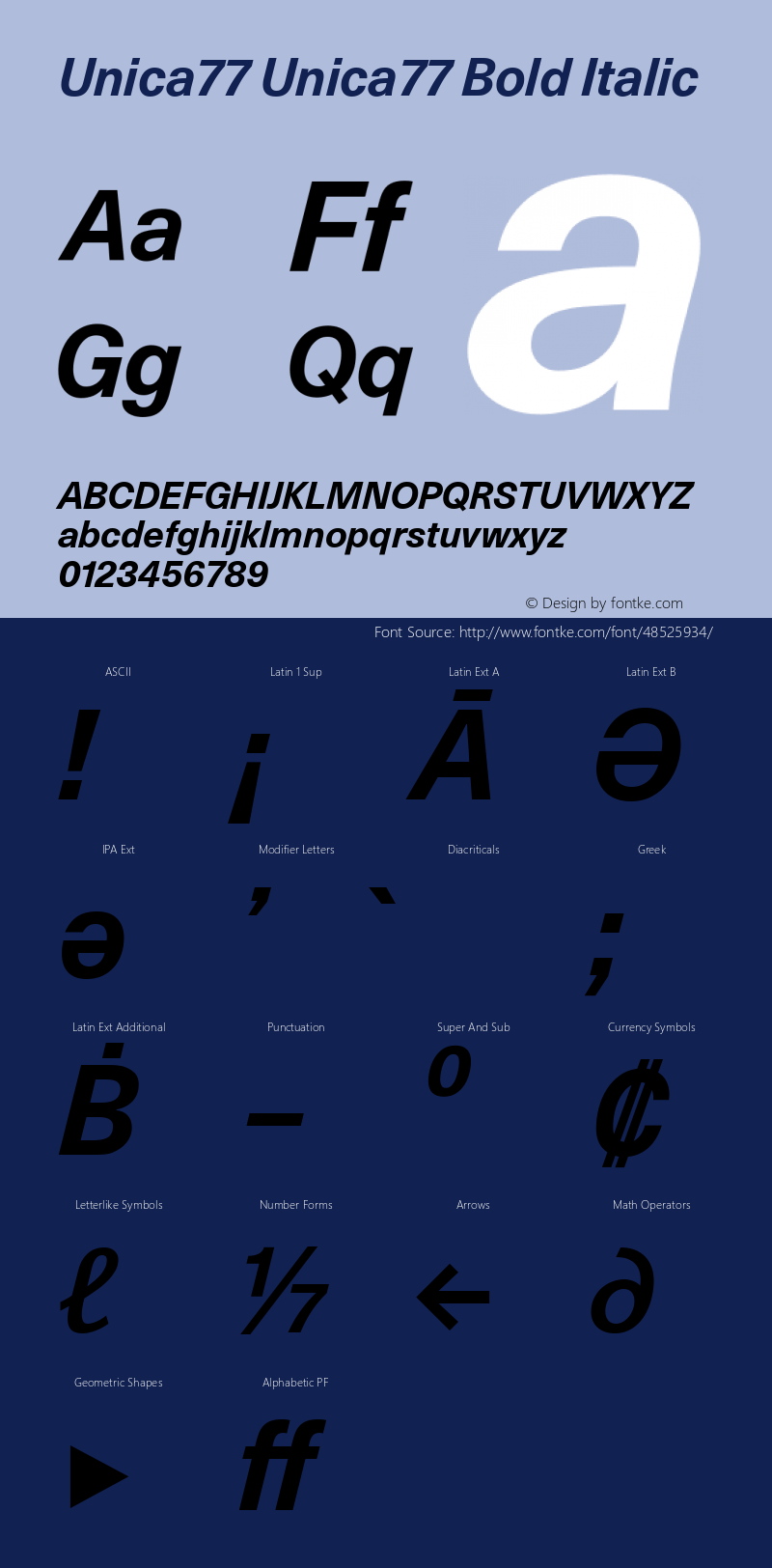 Unica77 Bold Italic Version 3.000; build 0004图片样张