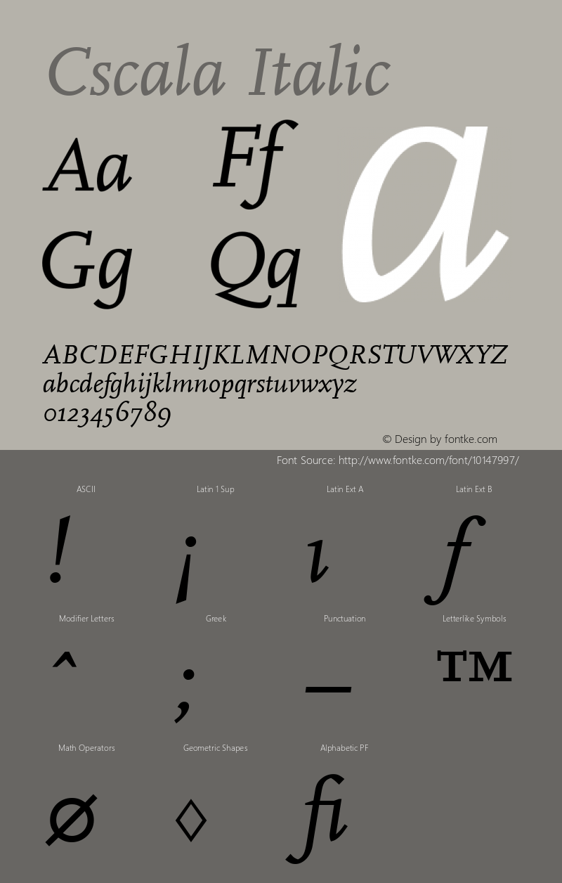 Cscala Italic Version 27.11.1993图片样张