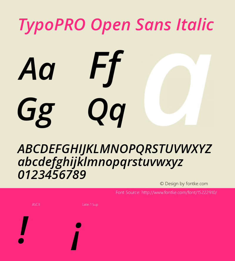 TypoPRO Open Sans Italic Version 1.10图片样张