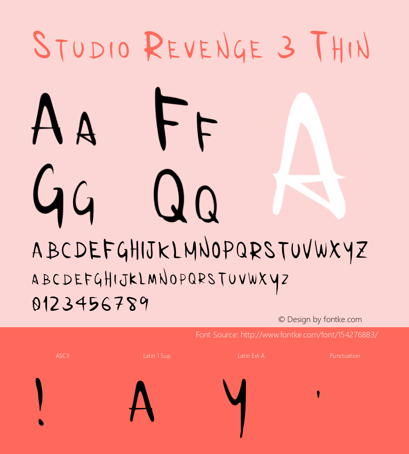 Studio Revenge 3 Thin Version 1.00;November 11, 2020;FontCreator 12.0.0.2555 64-bit图片样张