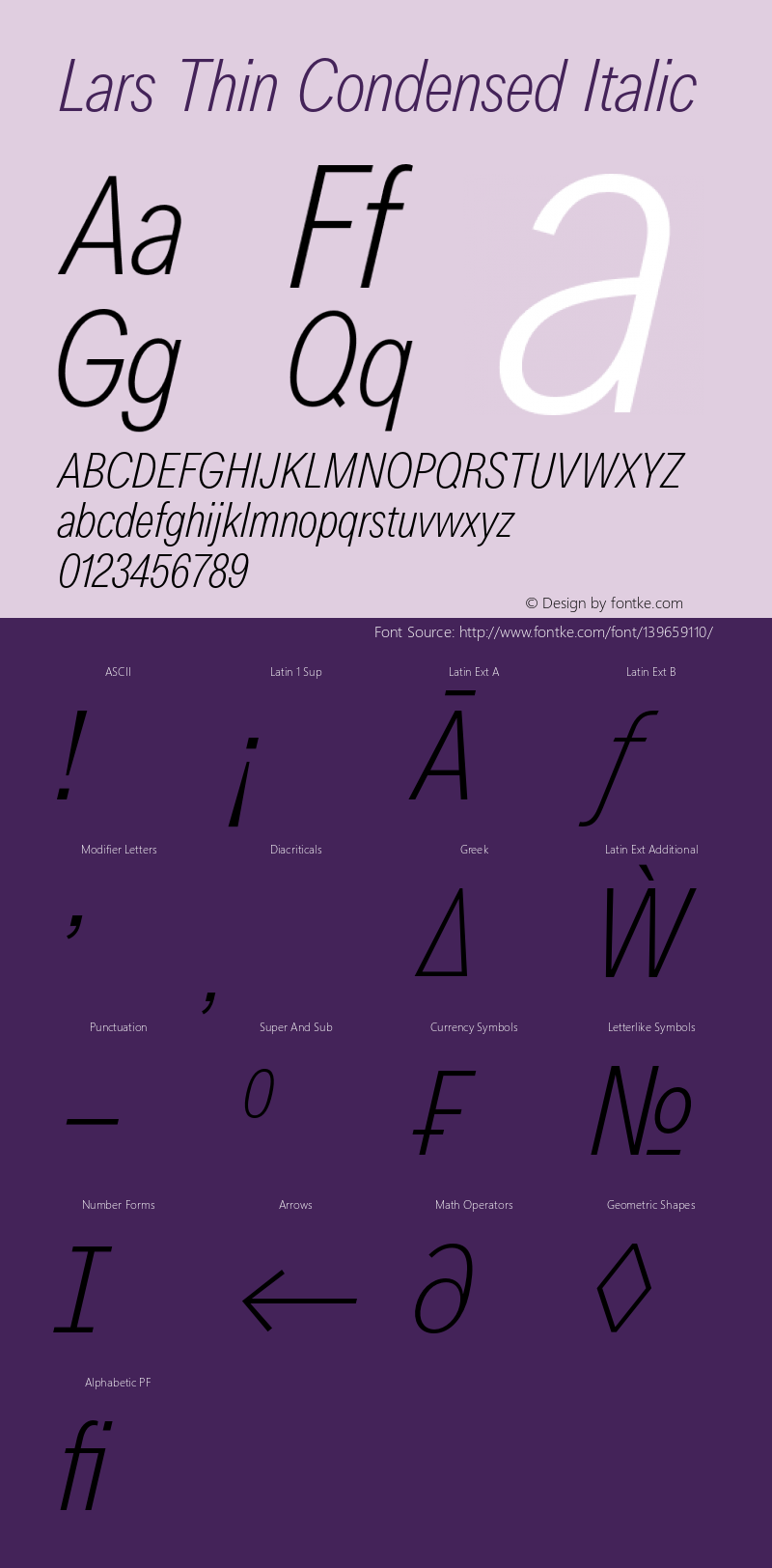 Lars Thin Condensed Italic Version 2.000;PS 002.000;hotconv 1.0.88;makeotf.lib2.5.64775图片样张