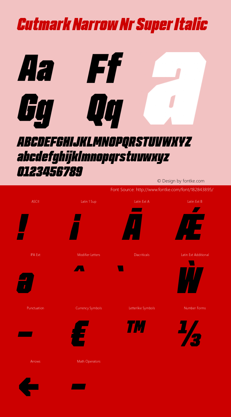 Cutmark Narrow Nr Super Italic Version 1.000图片样张