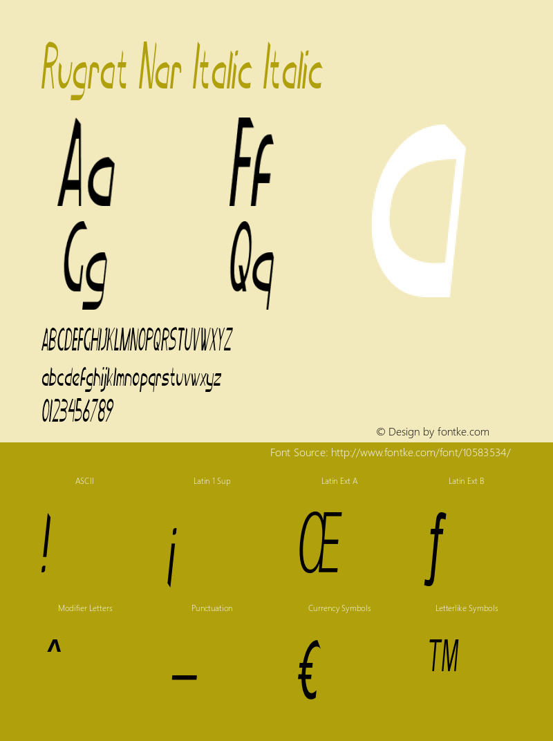 Rugrat Nar Italic Italic Version 1.000图片样张