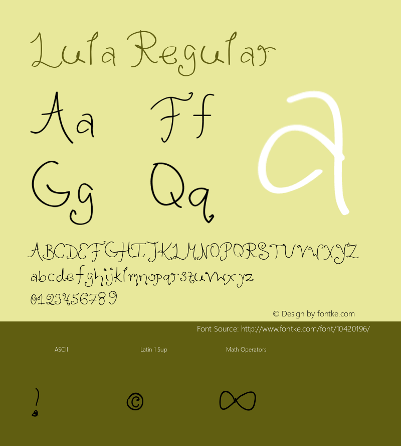 Lula Regular Version 1.000;PS 001.001;hotconv 1.0.56图片样张