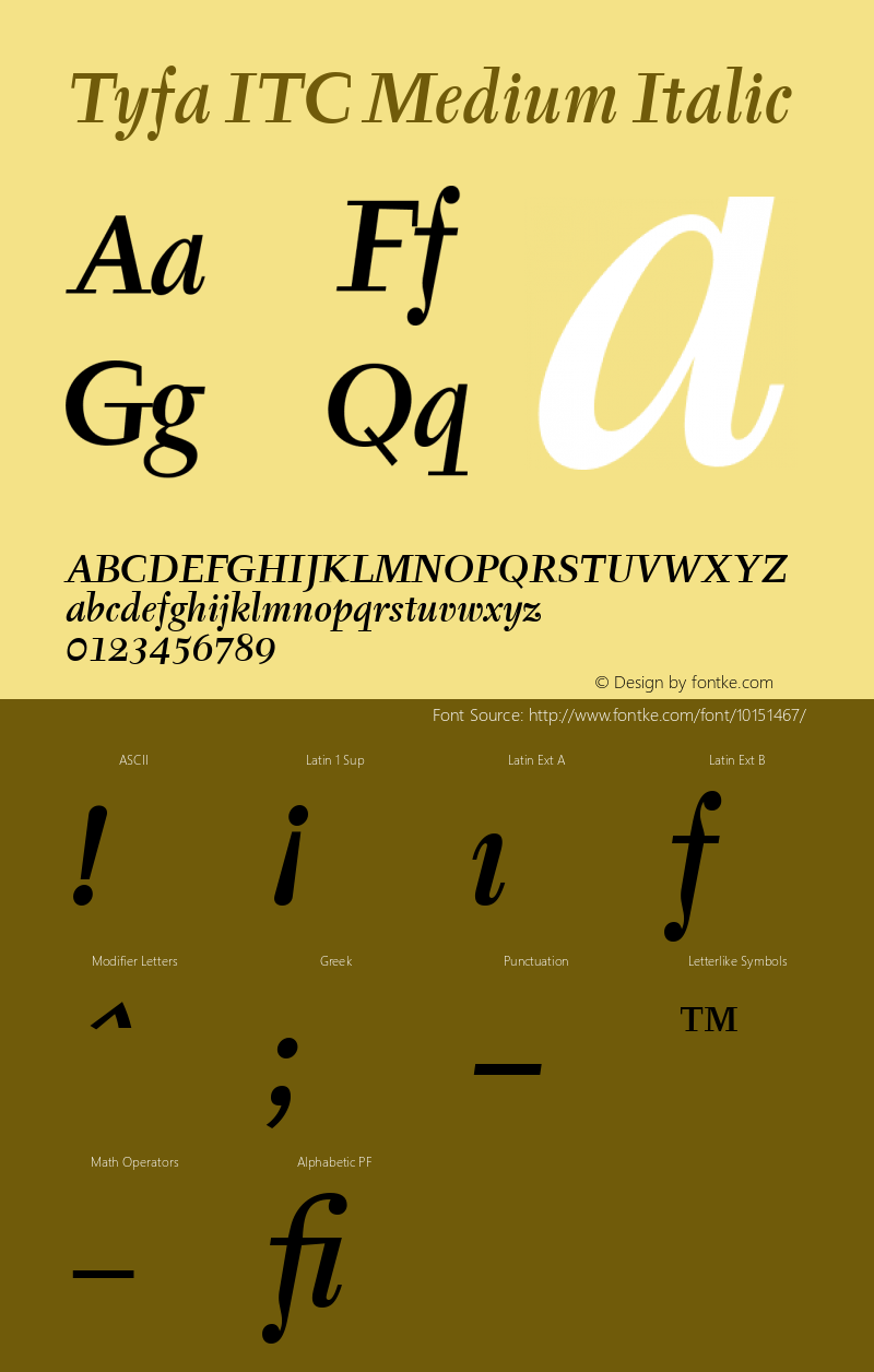 Tyfa ITC Medium Italic Version 001.001图片样张