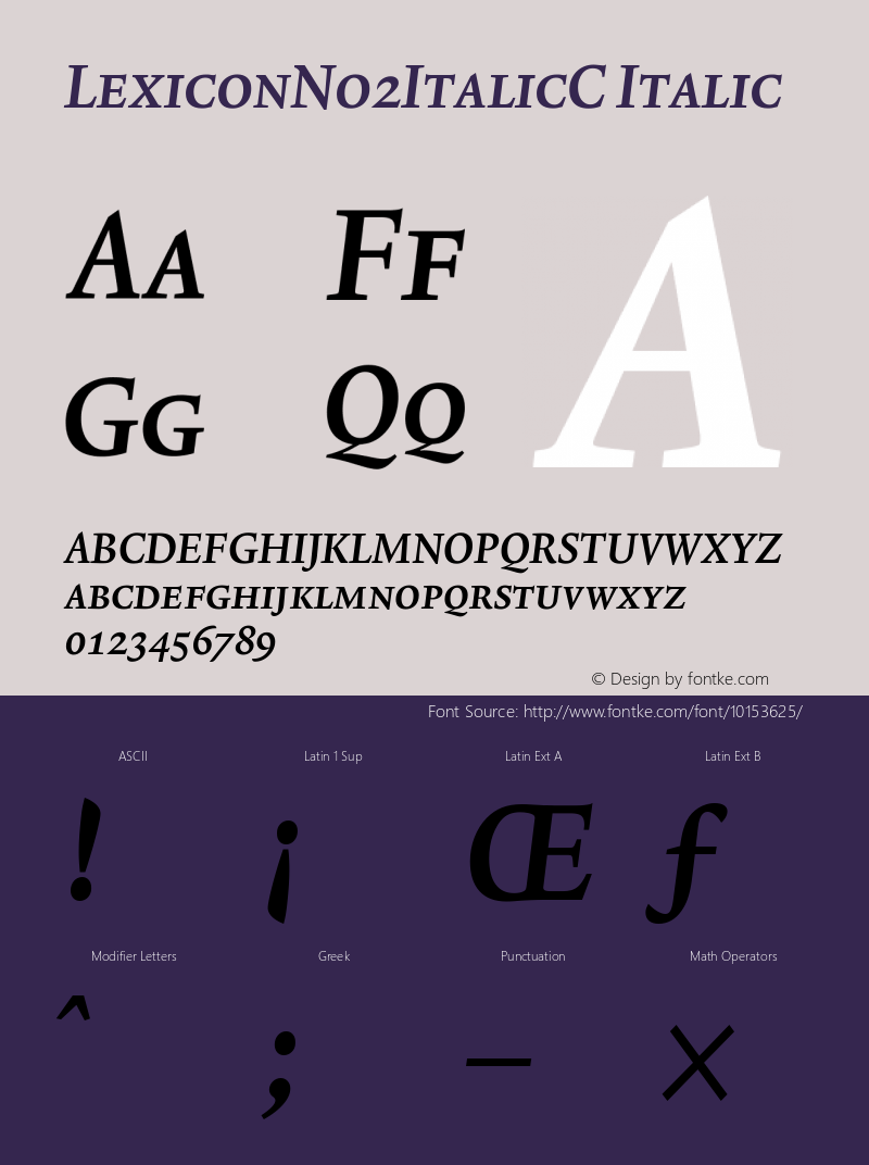 LexiconNo2ItalicC Italic Version 001.000图片样张